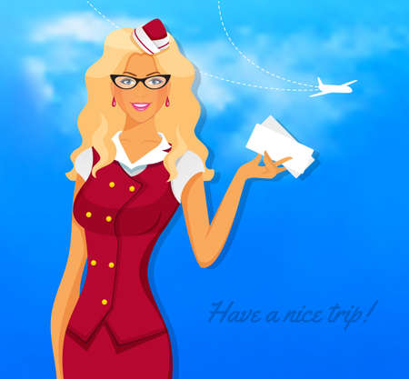 Vector illustration of Girl in stewardess uniformのイラスト素材