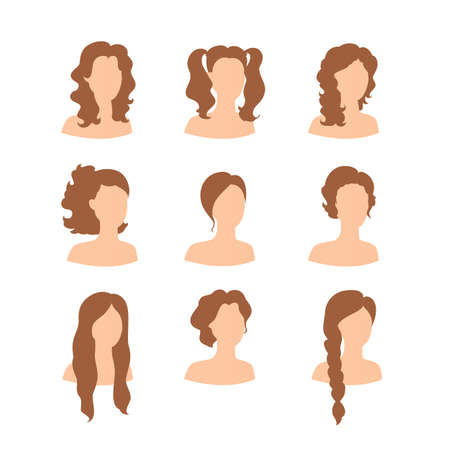 Vector illustration of Different hair style for womanのイラスト素材