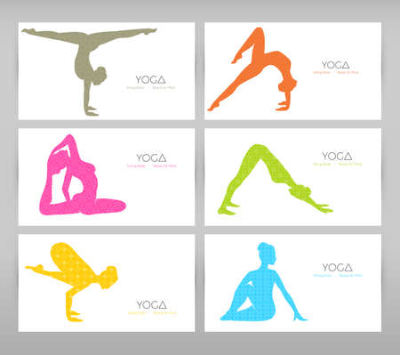 Vector illustration of Women doing yoga asanasのイラスト素材