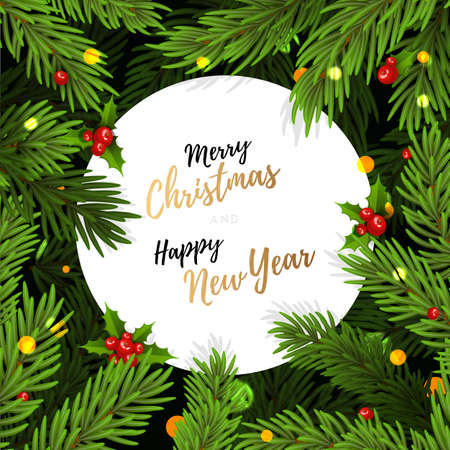 Vector illustration of Background with Christmas tree branchesのイラスト素材