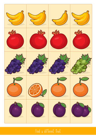 Educational children game, vector. Logic game for kids. Find differences.のイラスト素材