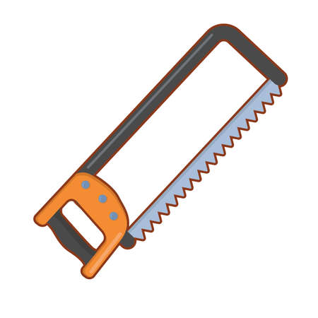 Vector illustration of cartoon metal hacksaw  on white backgroundのイラスト素材