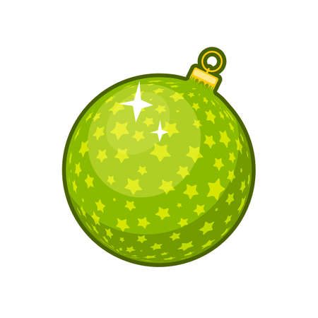 Vector illustration of shiny green Christmas ball on white backgroundのイラスト素材