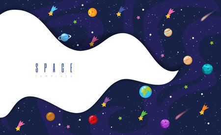 Vector illustration of Space background with stars and planetsのイラスト素材