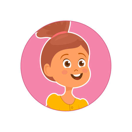 Vector illustration of cute smiling girl on pink backgroundのイラスト素材