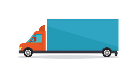 Vector illustration of long blue truck on white background