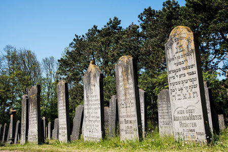 Den Helder, the Netherlands. June 3, 2021.The old dilapidated graves of the Jewish cemetery in Den Helder, the Netherlands. High quality photo.のeditorial素材