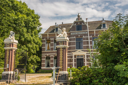 Anna Pauwlona, the Netherlands. July 2021. The entrance of a luxurious mansion at the countryside in North Holland. High quality photoのeditorial素材