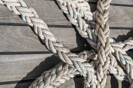 Den Helder, the Netherlands. July 31 2021. Close up of rope on the deck of a ship. High quality photoの写真素材