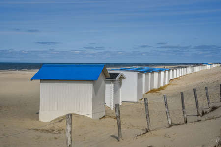 Texel, Netherlands. August 2021. The beach houses on the beach of the Wadden Island of Texel. High quality photoの写真素材