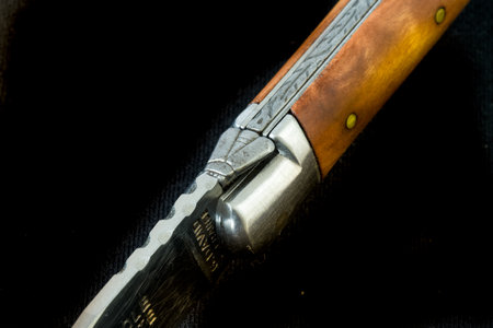 Den Helder, the Netherlands. September 2021. Close up of an authentic Laguiole folding knife. High quality photoのeditorial素材