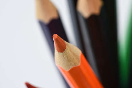 The Netherlands, February 2022. Color pencils on a white background. High quality photo. Close up.の写真素材