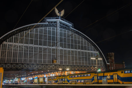 Amsterdam, Netherlands, March 2022. The busy central station in Amsterdam, the Netherlands. High quality photoのeditorial素材