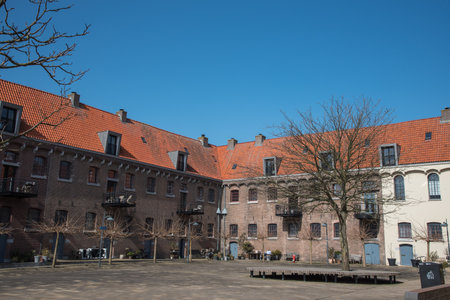 Hoorn, Netherlands, March 2022. The courtyard of the former prison on the Oostereiland in Hoorn. High quality photoのeditorial素材