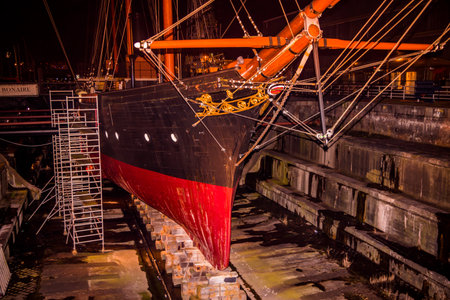 Den Helder, Netherlands, March 2022. The historic naval ship Bonaire in dry dock at former Willemsoord shipyard, Den Helder. High quality photoのeditorial素材