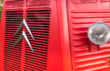 Westerland, Netherlands. October 2022. Close up shots of an old Citroen H from the 1960s. High quality photoのeditorial素材