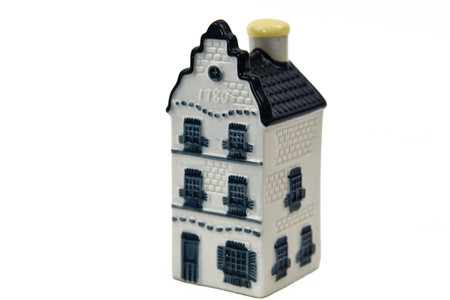 Den Helder, Netherlands. December 2022. The porcelain KLM houses with gin, rendered in Delft's Blue. High quality photoの写真素材