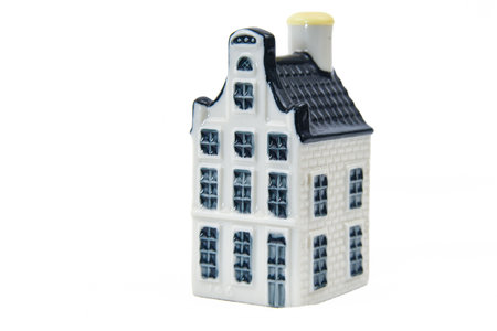 Den Helder, Netherlands. December 2022. The porcelain KLM houses with gin, rendered in Delft's Blue. High quality photoの写真素材