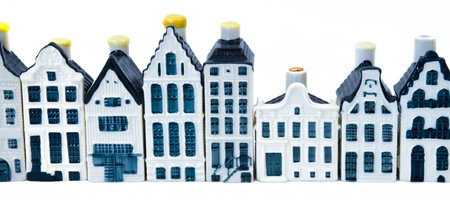 Den Helder, Netherlands. December 2022. The porcelain KLM houses with gin, rendered in Delft's Blue. High quality photoの写真素材