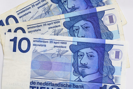 Den Helder, Netherlands. January 2023. An old Dutch banknote of 10 Guilders. High quality photo