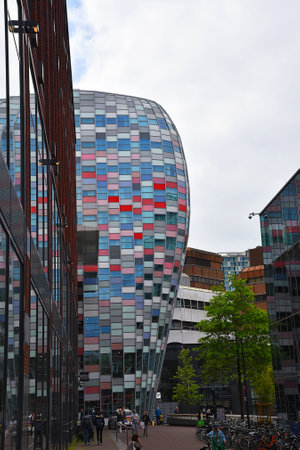 Utrecht, Netherlands. May 2023. Modern architecture at the Hoog Catharijne shopping center in Utrecht. High quality photoのeditorial素材