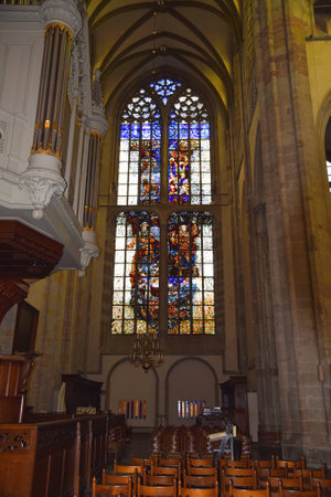 Utrecht, Netherlands. May 2023. The interior of the Dom Church in Utrecht. High quality photoのeditorial素材