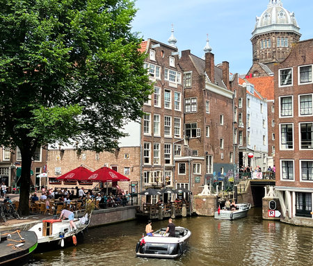Amsterdam, Netherlands. june 24, 2023.Amsterdams canals and historic bridges. High quality photoのeditorial素材