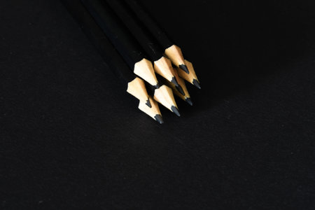 Den Helder, Netherlands. July 23, 2023. Various graphite pencils in low key. High quality photoの写真素材