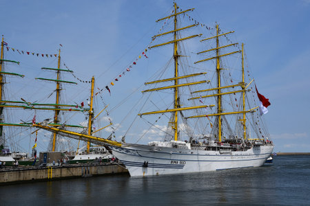Den Helder, Netherlands. June 30, 2023. Tall ship Bima Suci from Indonesia in the port of Den Helder. High quality photoのeditorial素材