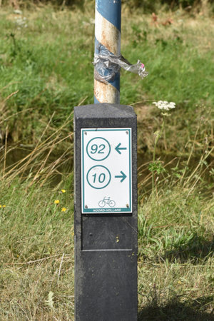 Julianadorp, Netherlands. July 24, 2023.Route signs of a bicycle route in North Holland. High quality photoの写真素材