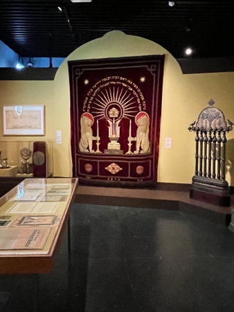 Amsterdam, Netherlands. August 6, 2023. Various old objects in the displays of the Jewish Historical Museum. High quality photoのeditorial素材