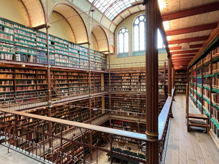 Amsterdam, Netherlands. August 6, 2023. The library of the Rijksmuseum in Amsterdam. High quality photoのeditorial素材