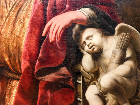 Amsterdam, Netherlands. August 6, 2023. Close up of famous painting of Johannes Vermeer. High quality photoのeditorial素材