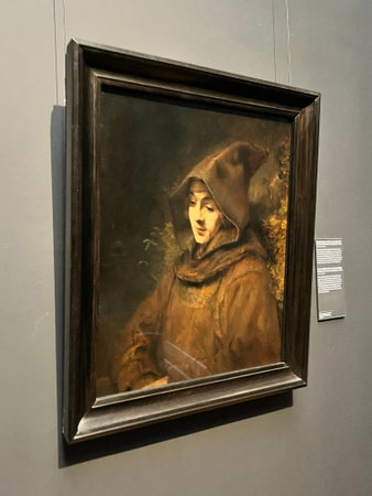 Amsterdam, Netherlands. August 11, 2023. A painting of Titus, the son of Rembrandt van Rijn. High quality photoのeditorial素材