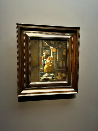 Amsterdam, Netherlands. August 11, 2023. A famous painting of Johannes Vermeer. The love letter. High quality photoのeditorial素材