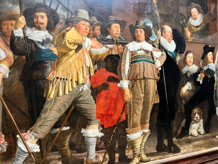 Amsterdam, Netherlands. August 6, 2023. Close up of famous painting of Johannes Vermeer. High quality photoのeditorial素材