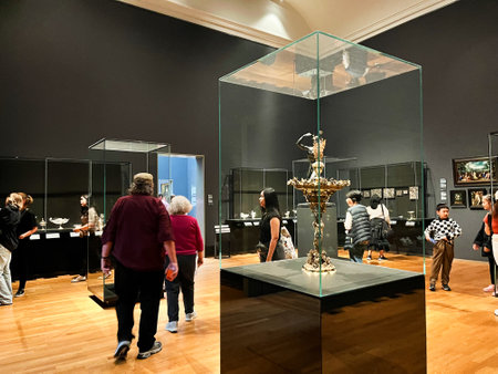 Amsterdam, Netherlands. August 6, 2023. Visitors admire one of the many paintings at the Rijksmuseum in Amsterdam. High quality photoのeditorial素材