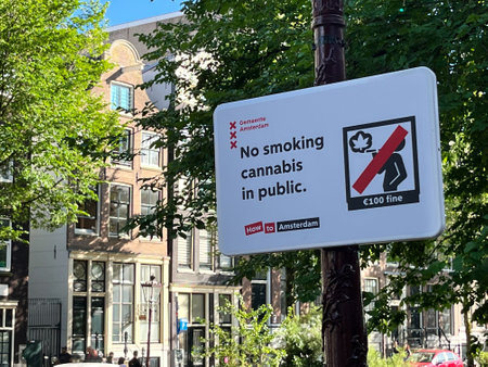 Amsterdam, the Netherlands. August 11, 2023.A warning sign in Amsterdam. High quality photoのeditorial素材