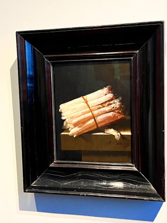 Amsterdam, Netherlands. August 11, 2023. Still life with asparagus. High quality photoのeditorial素材