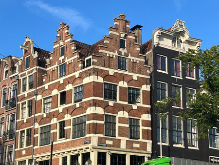Amsterdam, Netherlands. August 29, 2023. The canals of Amsterdam with the historic gables. High quality photoのeditorial素材