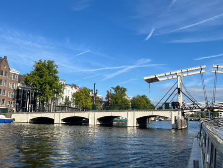 Amsterdam, Netherlands. August 29, 2023. The skinny bridge in Amsterdam. High quality photoのeditorial素材