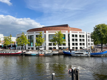 Amsterdam, Netherlands. August 26, 2023. The river Amstel in Amsterdam. High quality photoのeditorial素材