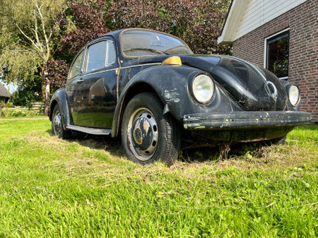 Berkhout, Netherlands. July 20, 2023.An old VW beetle. High quality photoのeditorial素材