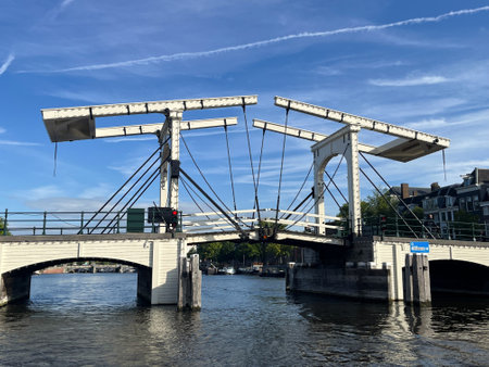 Amsterdam, Netherlands. August 29, 2023. The skinny bridge in Amsterdam. High quality photoのeditorial素材