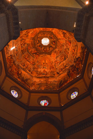 Florence, Italy. September 16, 2023. The ceiling of the cathedral of Santa Maria del Fiore. High quality photoのeditorial素材
