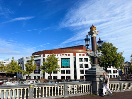 Amsterdam, Netherlands. September 20, 2023. The Stopera and the Blue Bridge in Amsterdam. High quality photoのeditorial素材