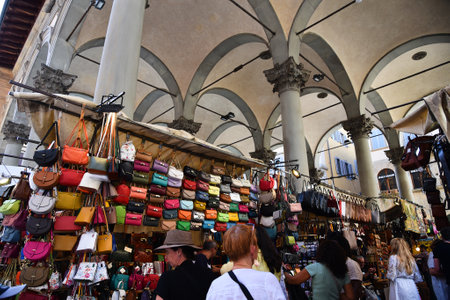 Florence, Italy. September 18, 2023. One of the many tourist markets in Florence. High quality photoのeditorial素材