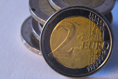 Netherlands, November 2023. Two euro coin, isolated on white. High quality photo