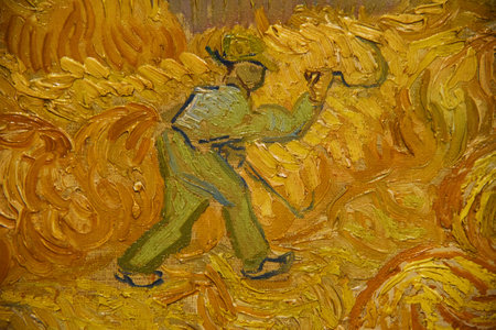 Amsterdam, Netherlands. January 20, 2024. Famous paintings in the Van Gogh Museum in Amsterdam. High quality photoのeditorial素材