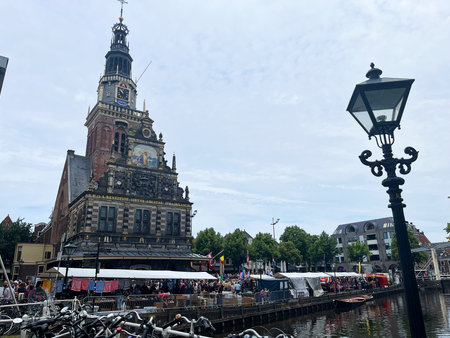 Alkmaar, the Netherlands. June 21,2024. The weighing house at the cheese market in Alkmaar. High quality photoのeditorial素材